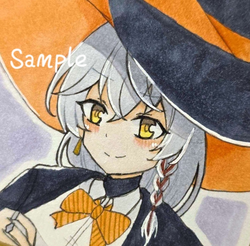 手描きイラスト ブルーアーカイブ エリ ミニ原画 ファンアート 豆色紙