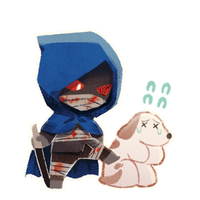 青い牧童と赤くなった友達アクキー