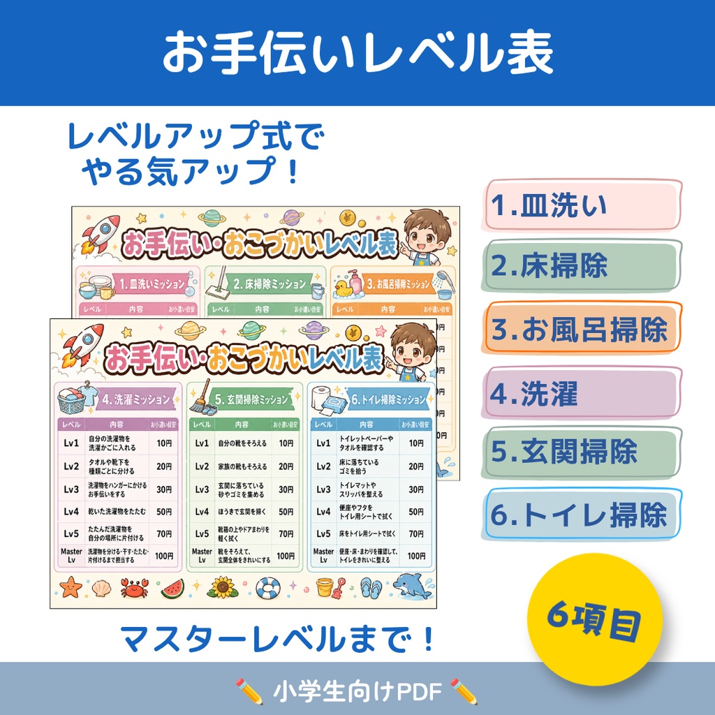 夏休みお手伝い大作戦表|おこづかいチャレンジシート