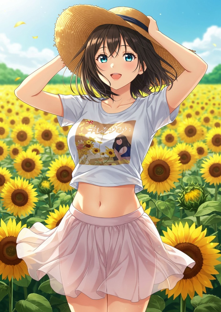 向日葵の下で輝く美少女⑤