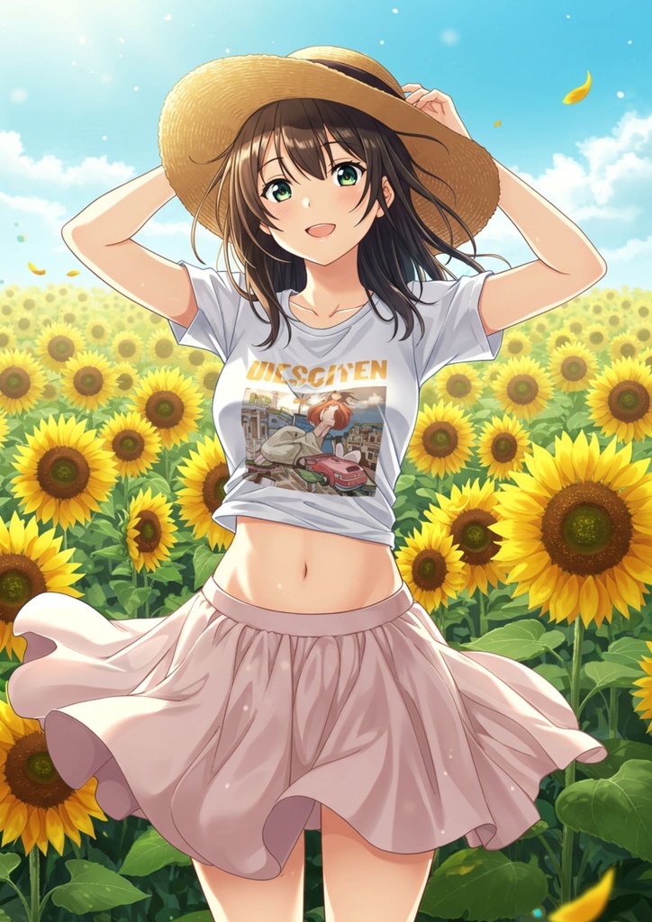 向日葵の下で輝く美少女⑥