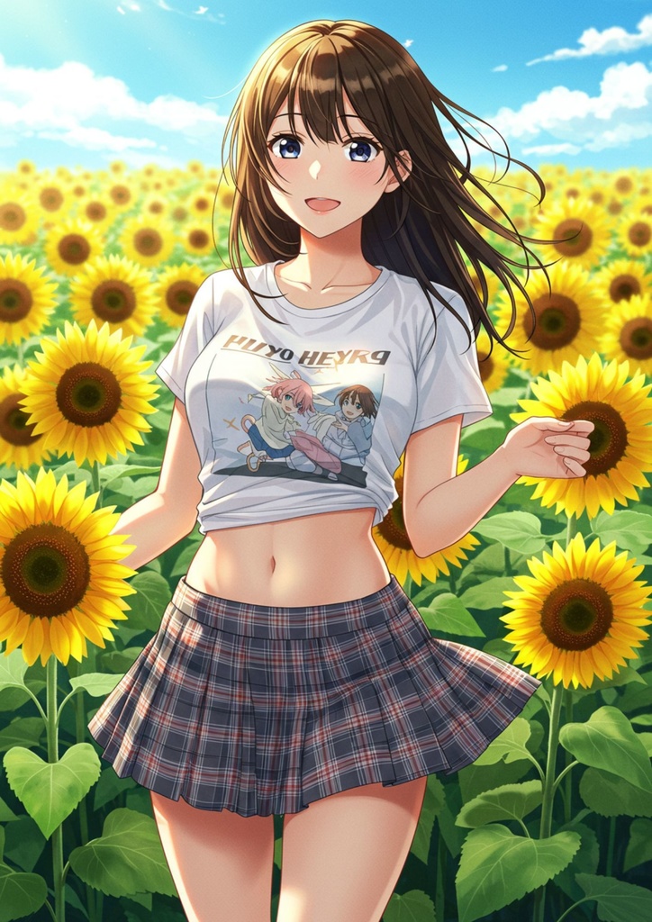 向日葵の下で輝く美少女⑦