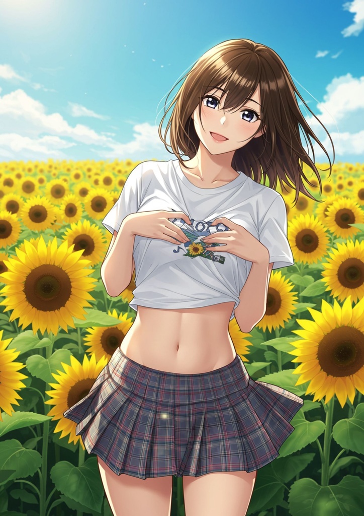 向日葵の下で輝く美少女⑧