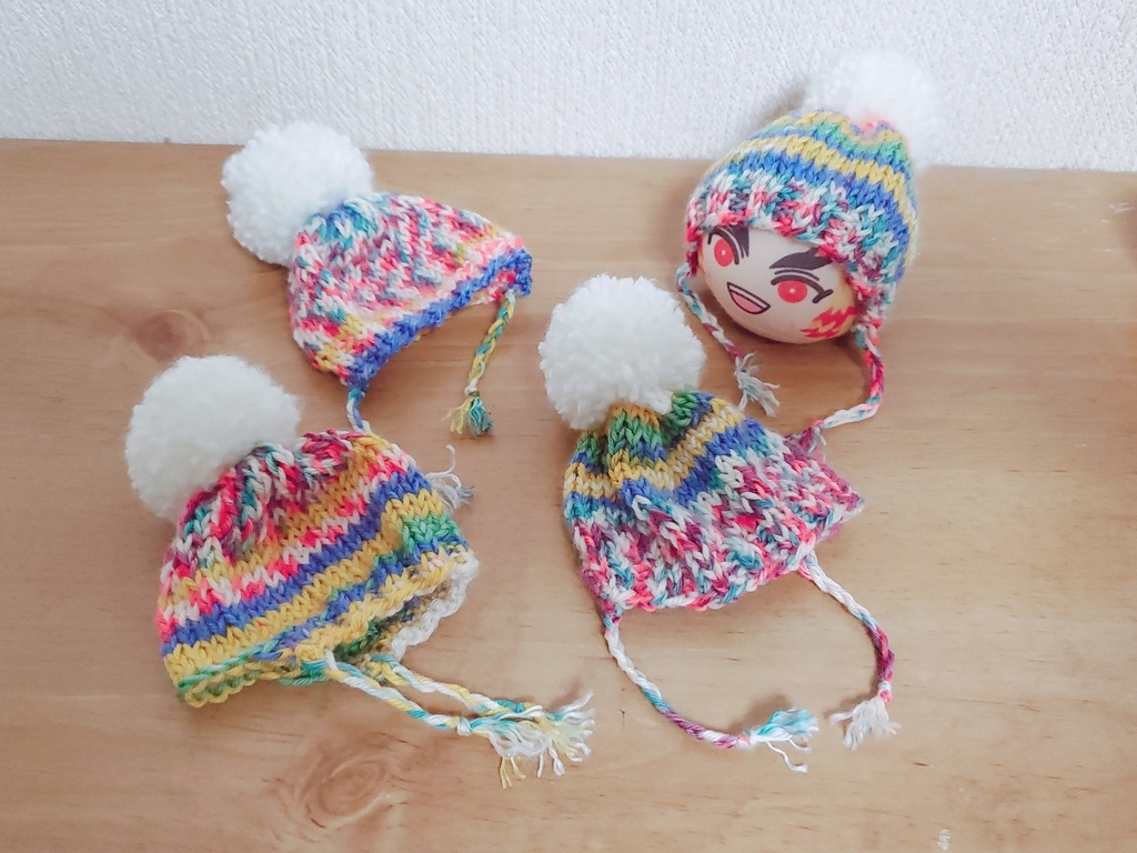 ポンポンニット帽 ⑦(黄·青·緑·ﾈｵﾝﾋﾟﾝｸなど)