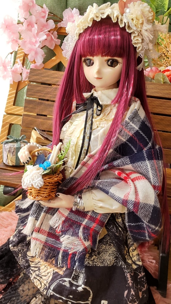 １/３ドールサイズ(DD･SDなど)★大判ストール*タータンチェック2種／暖かくて、一枚あると便利な大判ストールはいかがですか🎀