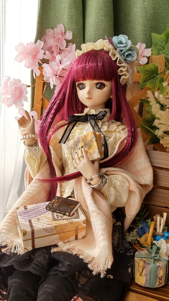 １/３ドールサイズ(DD･SDなど)★大判ストール*ギンガムチェック2種／暖かくて、一枚あると便利な大判ストールはいかがですか🎀
