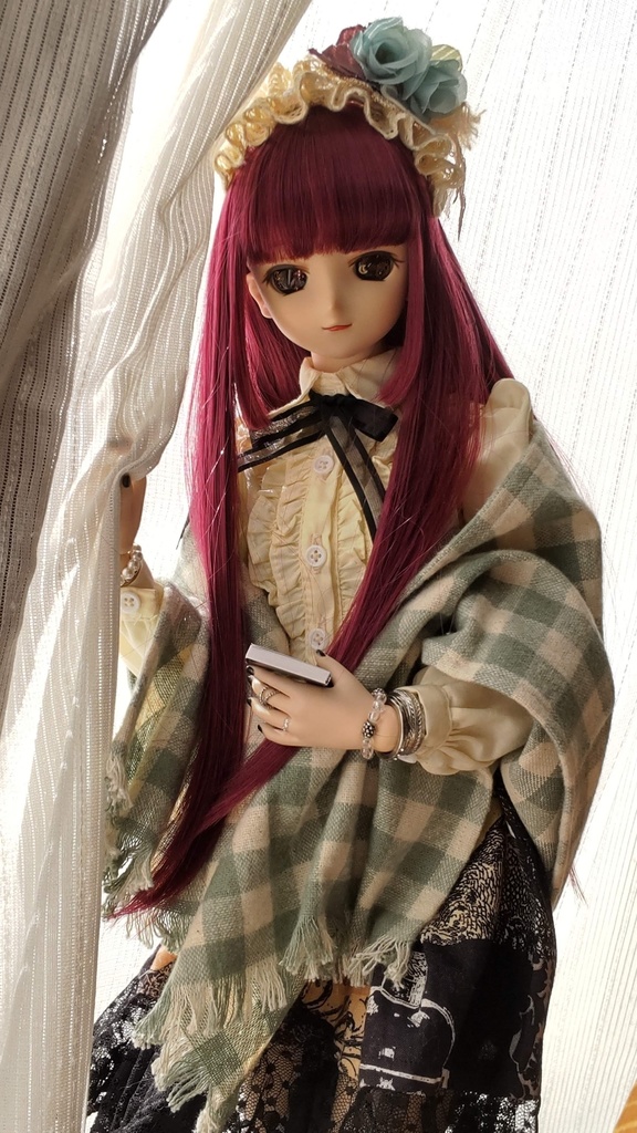 1/3ドールサイズ(DD・SDなど)★大判ストール*ギンガムチェック2種/暖かくて、一枚あると便利な大判ストールはいかがですか🎀