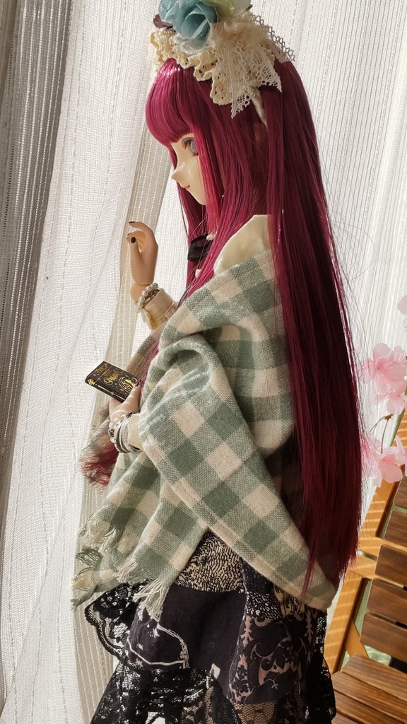 1/3ドールサイズ(DD・SDなど)★大判ストール*ギンガムチェック2種/暖かくて、一枚あると便利な大判ストールはいかがですか🎀