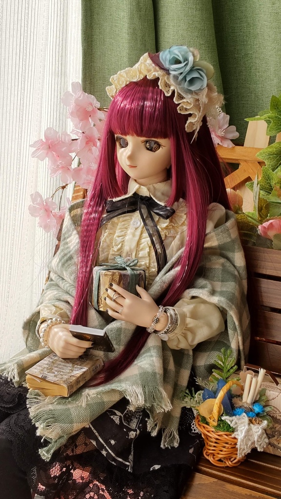 1/3ドールサイズ(DD・SDなど)★大判ストール*ギンガムチェック2種/暖かくて、一枚あると便利な大判ストールはいかがですか🎀