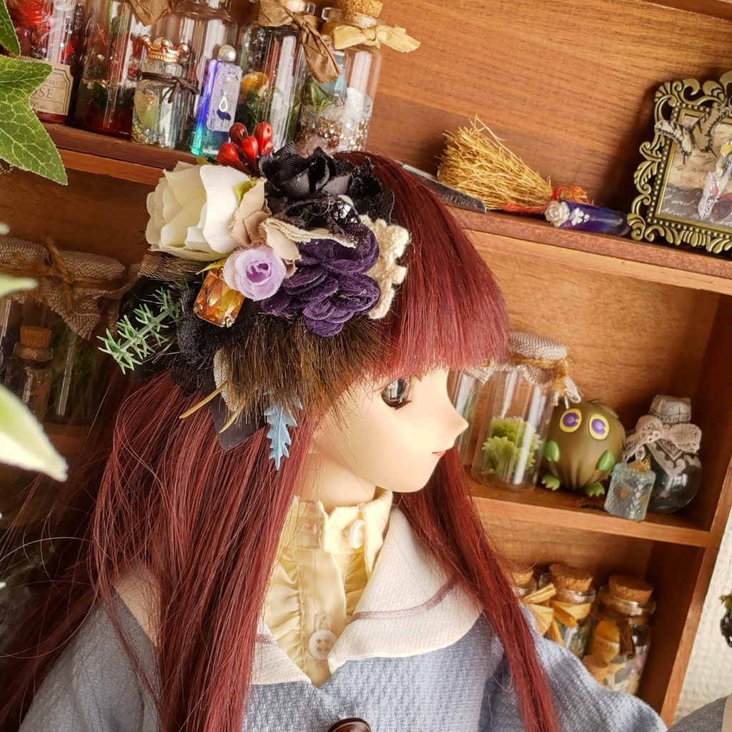 【年末SALE‼️送料無料】1/3ドールサイズ(DD・SDなど)★磁石式ヘッドドレス★3種類/可愛らしいブーケのようなヘッドドレスをどうぞ💐