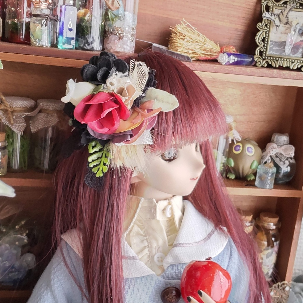 【年末SALE‼️送料無料】1/3ドールサイズ(DD・SDなど)★磁石式ヘッドドレス★3種類/可愛らしいブーケのようなヘッドドレスをどうぞ💐