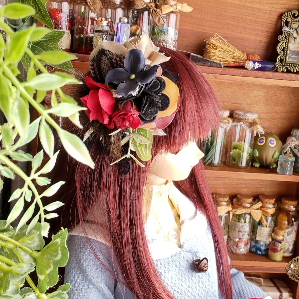 【年末SALE‼️送料無料】1/3ドールサイズ(DD・SDなど)★磁石式ヘッドドレス★3種類/可愛らしいブーケのようなヘッドドレスをどうぞ💐