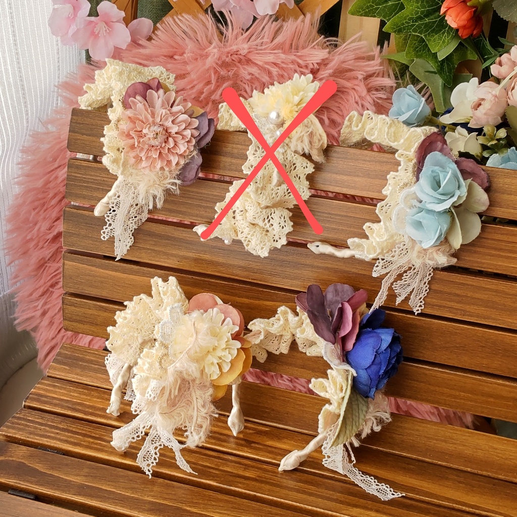 １/３ドールサイズ(DD･SDなど)★カチューシャ式ヘッドドレス★5種類／可愛らしいブーケのようなヘッドドレスをどうぞ💐