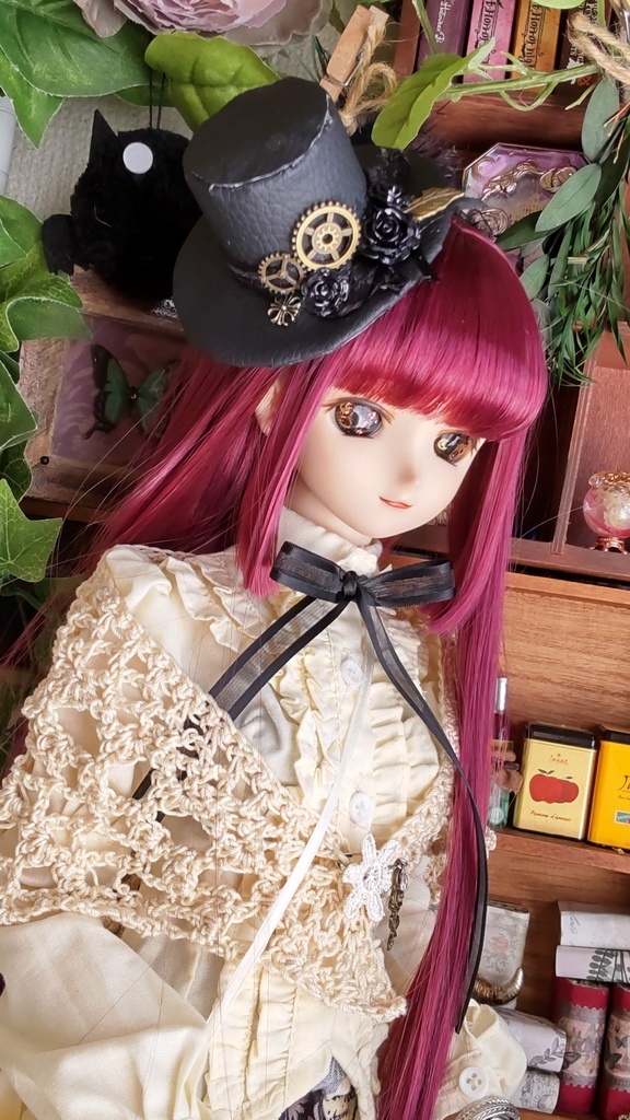 1/3ドールサイズ(DD・SDなど)★シルクハット型ヘッドドレス(磁石入り)★3種類/ゴシックで格好良いヘッドドレスをどうぞ🎩✨