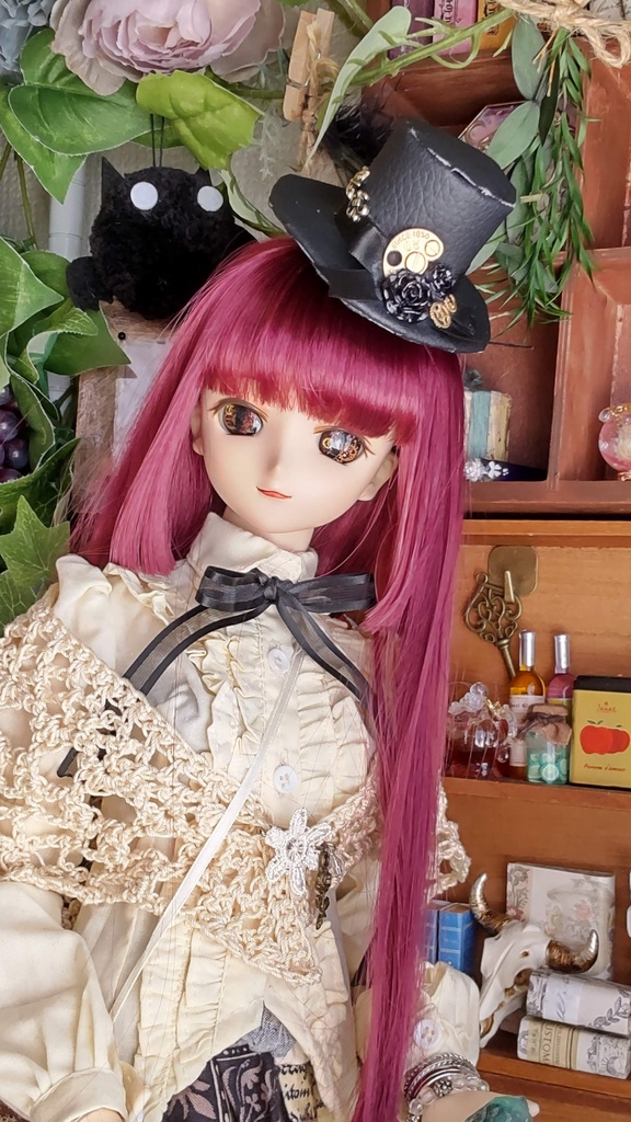 1/3ドールサイズ(DD・SDなど)★シルクハット型ヘッドドレス(磁石入り)★3種類/ゴシックで格好良いヘッドドレスをどうぞ🎩✨