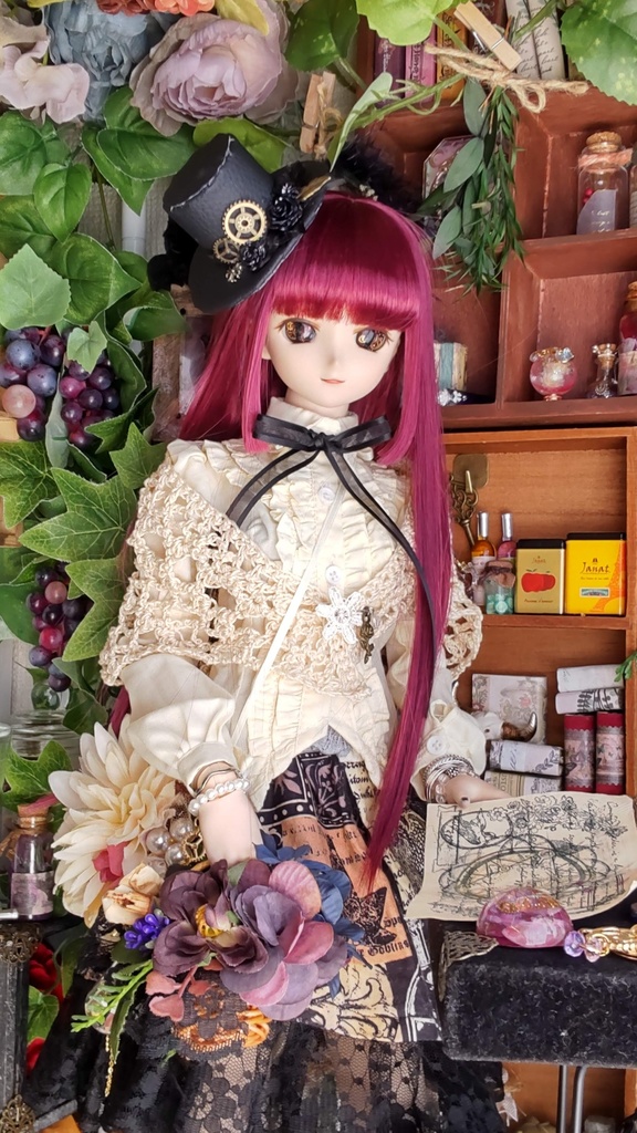 1/3ドールサイズ(DD・SDなど)★シルクハット型ヘッドドレス(磁石入り)★3種類/ゴシックで格好良いヘッドドレスをどうぞ🎩✨