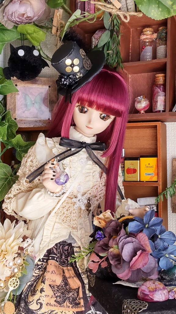 1/3ドールサイズ(DD・SDなど)★シルクハット型ヘッドドレス(磁石入り)★3種類/ゴシックで格好良いヘッドドレスをどうぞ🎩✨