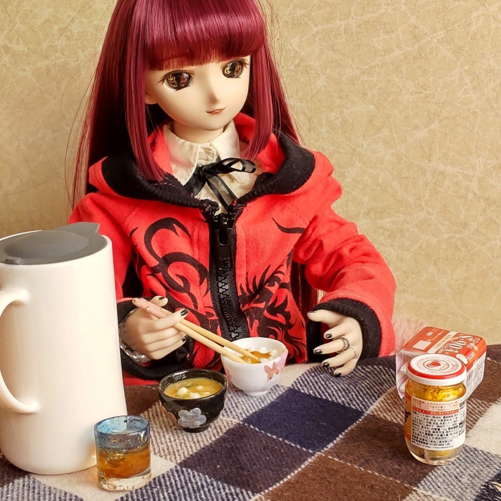 1/3ドールサイズ 🌸 春の朝ごはん(ごはん・お味噌汁・お箸)セット★ごはん2種類/ザ・和風な朝ごはんを是非どうぞ🍚✨