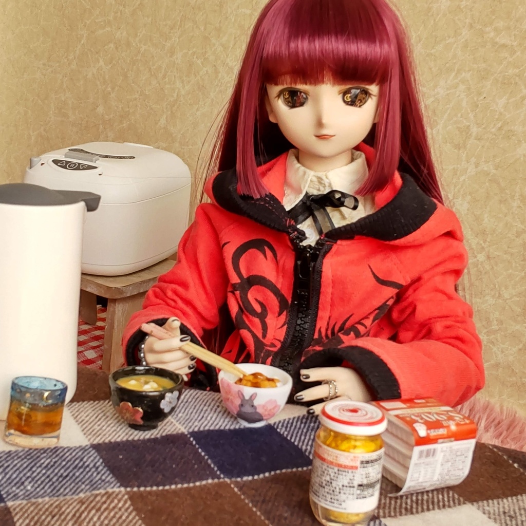 1/3ドールサイズ 🌸 春の朝ごはん(ごはん・お味噌汁・お箸)セット★ごはん2種類/ザ・和風な朝ごはんを是非どうぞ🍚✨