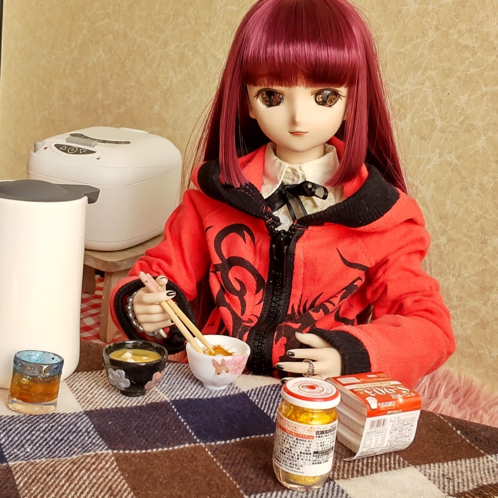 1/3ドールサイズ 🌸 春の朝ごはん(ごはん・お味噌汁・お箸)セット★ごはん2種類/ザ・和風な朝ごはんを是非どうぞ🍚✨