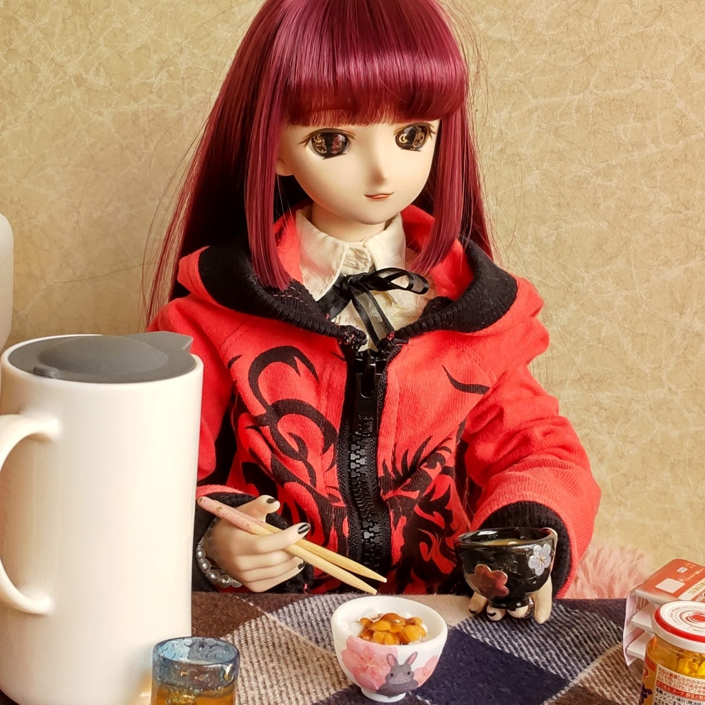 1/3ドールサイズ 🌸 春の朝ごはん(ごはん・お味噌汁・お箸)セット★ごはん2種類/ザ・和風な朝ごはんを是非どうぞ🍚✨