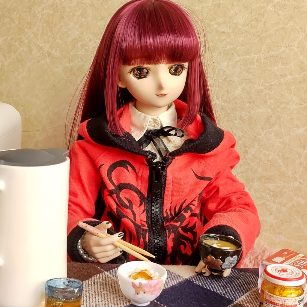 1/3ドールサイズ 🌸 春の朝ごはん(ごはん・お味噌汁・お箸)セット★ごはん2種類/ザ・和風な朝ごはんを是非どうぞ🍚✨