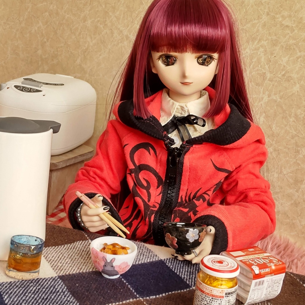 1/3ドールサイズ 🌸 春の朝ごはん(ごはん・お味噌汁・お箸)セット★ごはん2種類/ザ・和風な朝ごはんを是非どうぞ🍚✨