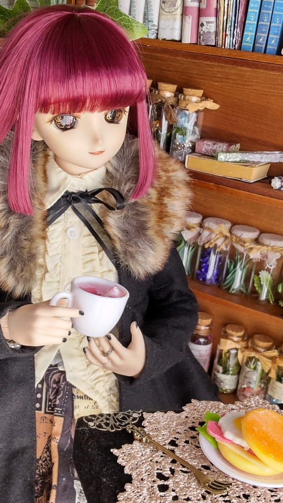 【お値段改定🪄】1/3ドールサイズ(DD・SDなど)さくらラテ★レジン作品/あなたのドール達に温かそうな飲み物をどうぞ☕