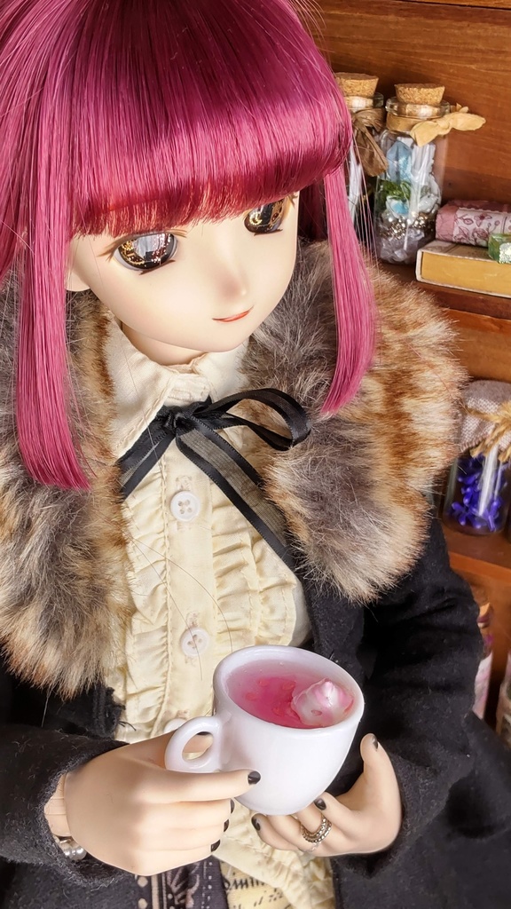 【お値段改定🪄】1/3ドールサイズ(DD・SDなど)さくらラテ★レジン作品/あなたのドール達に温かそうな飲み物をどうぞ☕