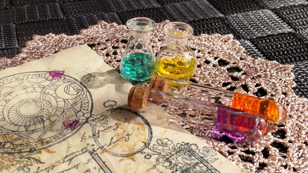 1/3ドールサイズ【魔法の実験道具セット】★3種類/美しくキレイでちょっと怪しい、そんな謎の実験道具セットをおひとついかがですか✨