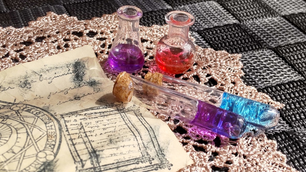 1/3ドールサイズ【魔法の実験道具セット】★3種類/美しくキレイでちょっと怪しい、そんな謎の実験道具セットをおひとついかがですか✨