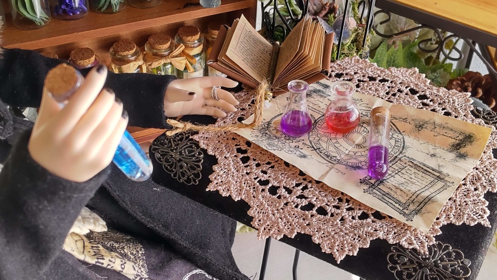 1/3ドールサイズ【魔法の実験道具セット】★3種類/美しくキレイでちょっと怪しい、そんな謎の実験道具セットをおひとついかがですか✨