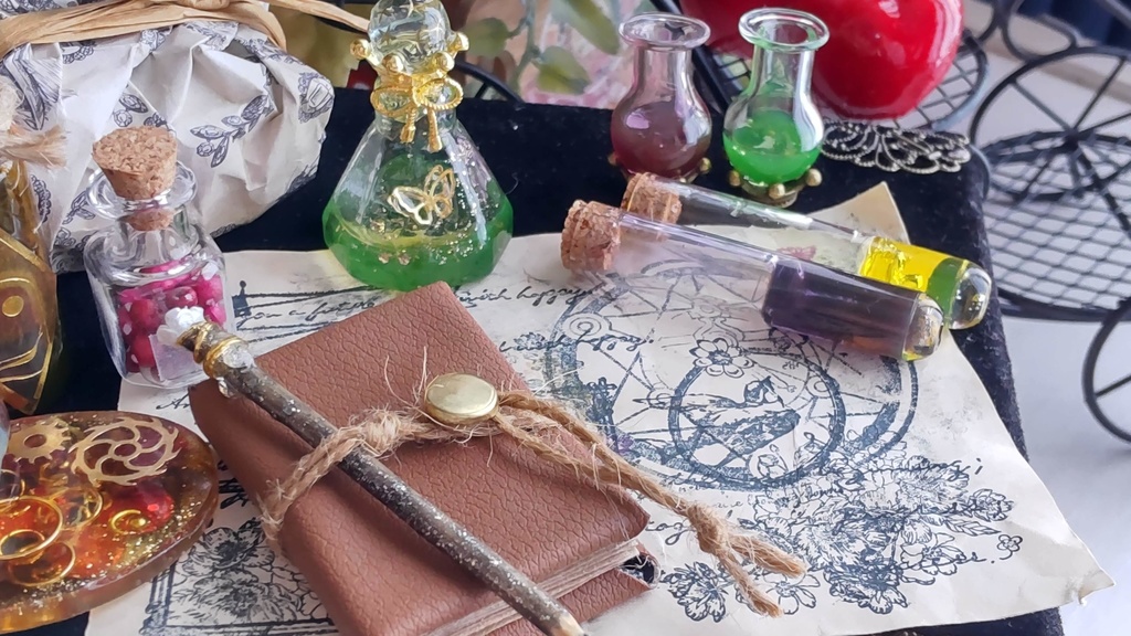 【お値段改定🪄】1/3ドールサイズ(SD、DDなど)魔法道具セット★妖精との契約①/魔法陣やノートなど魔法道具のセットです📜🔯✨