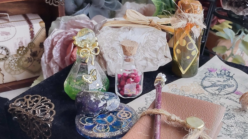 【年末SALE‼️】1/3ドールサイズ(SD、DDなど)魔法道具セット★妖精との契約②/魔法陣やノートなど魔法道具のセットです📜🔯✨