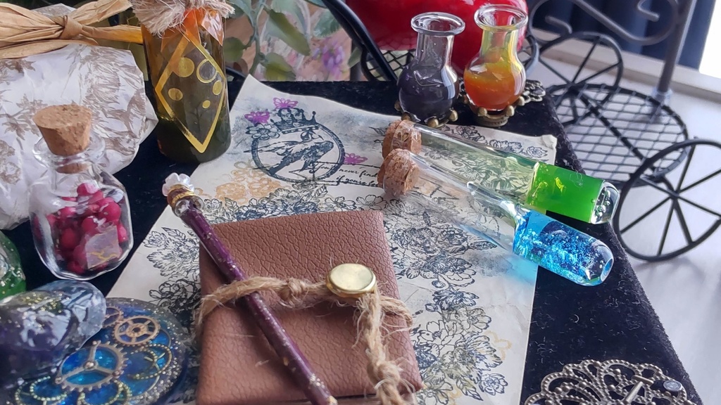 【年末SALE‼️】1/3ドールサイズ(SD、DDなど)魔法道具セット★妖精との契約②/魔法陣やノートなど魔法道具のセットです📜🔯✨