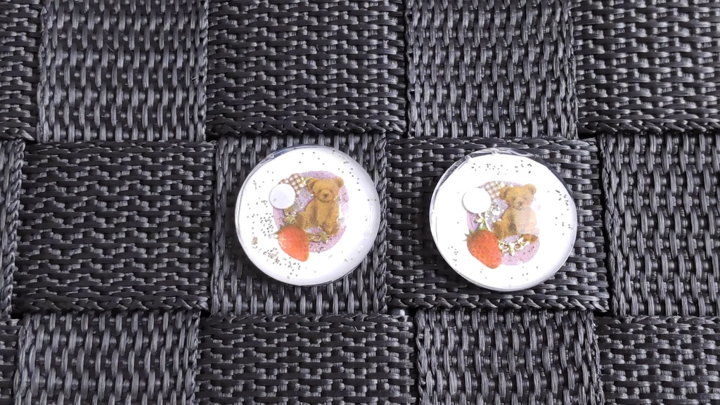 【お値段改定🪄】レジン*カポジョンアイ★20㎜【ラブリー黒目テディベア】/ちょっぴり可愛らしいアイをあなたのドールへ... 💕