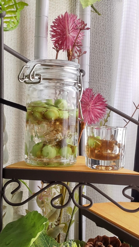 【年末SALE‼️】梅酒瓶とロックグラスのセット(2種類)★1/3ドールサイズ(DD・SDなど)レジン作品/しっとり大人の魅力あふれるドール撮影にいかがですか🍻✨