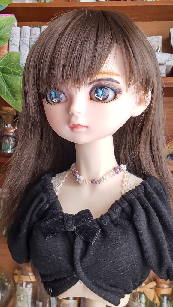 レジンアイ【薔薇と蝶】20㎜*16㎜/ちょっと個性的なアイを、あなたのドールさんにいかがですか✨