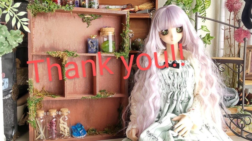 ドールサイズ★木箱で作った魔法棚(縦型)と魔法道具のセット✨ドールのお部屋に素敵な棚はいかがですか♪