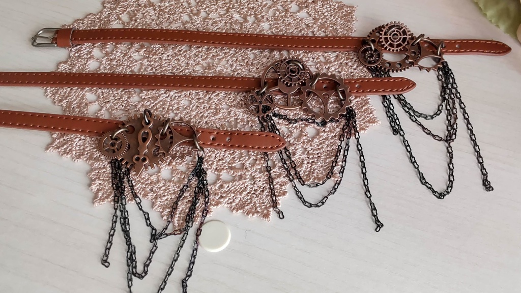 1/3ドールサイズ(DD・SDなど)★スチームパンク風ベルト(3種類)/素敵なベルトをドールにいかがですか✨