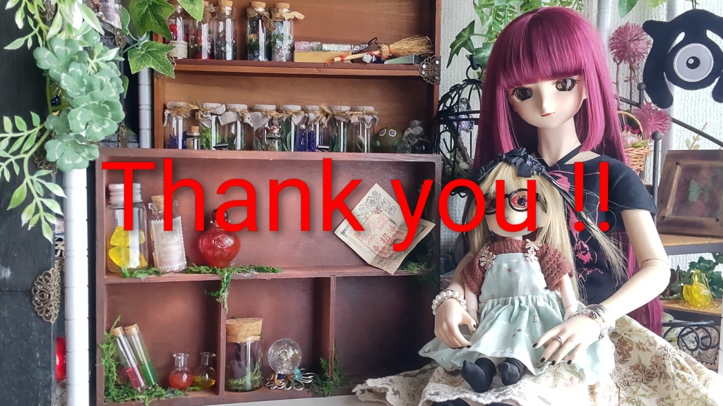 ドールサイズ★木箱で作った魔法棚と小瓶のセット✨ドールのお部屋に素敵な棚はいかがですか♪