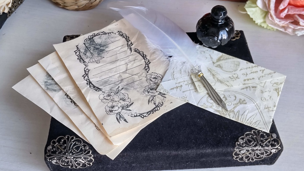 レターセットと羽ペン&インク瓶のセット★1/3ドールサイズ✨