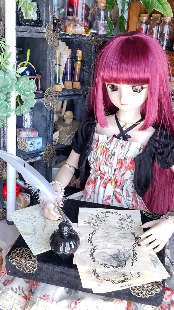 レターセットと羽ペン&インク瓶のセット★1/3ドールサイズ✨