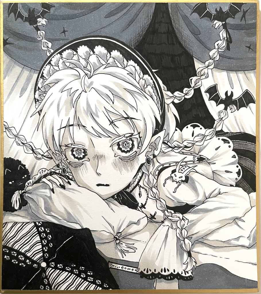 色紙原画1　吸血鬼少女