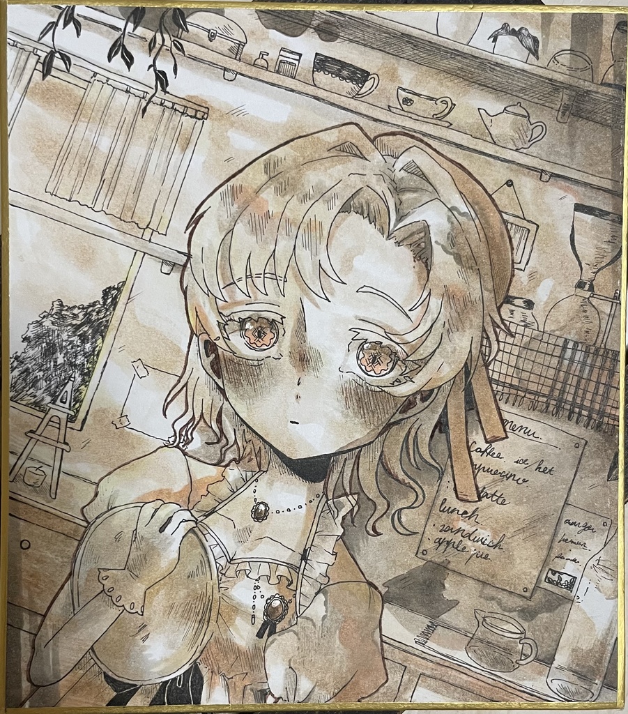 色紙原画3 純喫茶