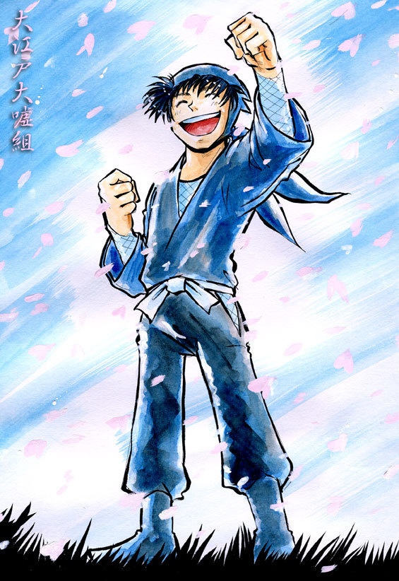 イラスト原画「桜吹雪」（土井半助）