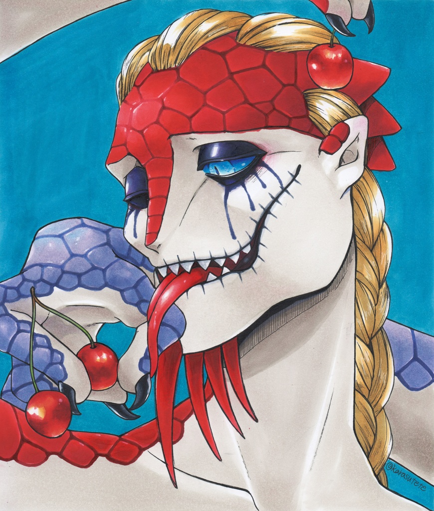 ルキルキ　色紙原画　赤鱗×男爵