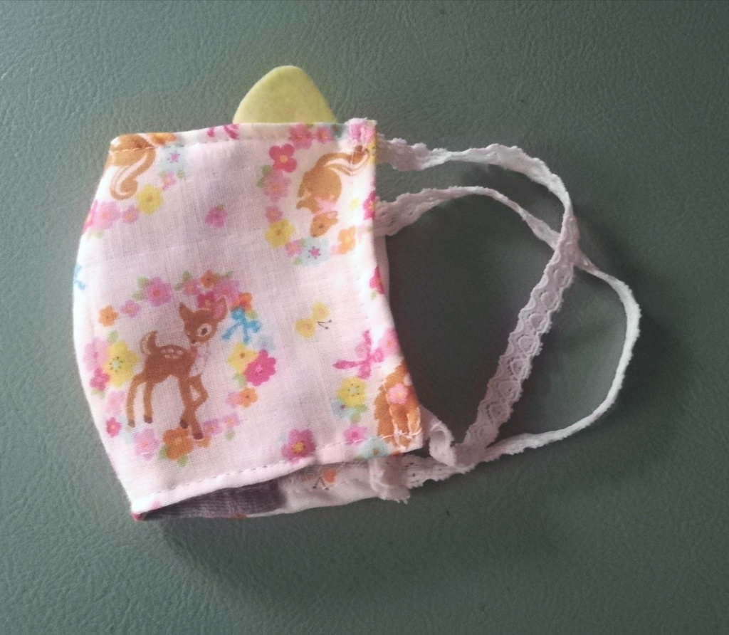 ハンドメイドWガーゼ猫耳マスク