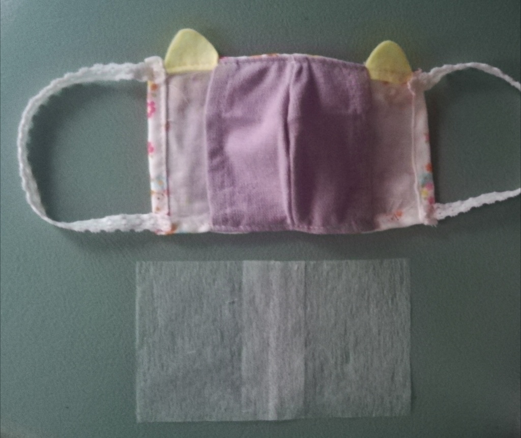 ハンドメイドWガーゼ猫耳マスク