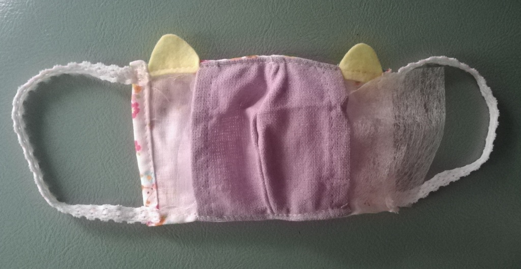 ハンドメイドWガーゼ猫耳マスク